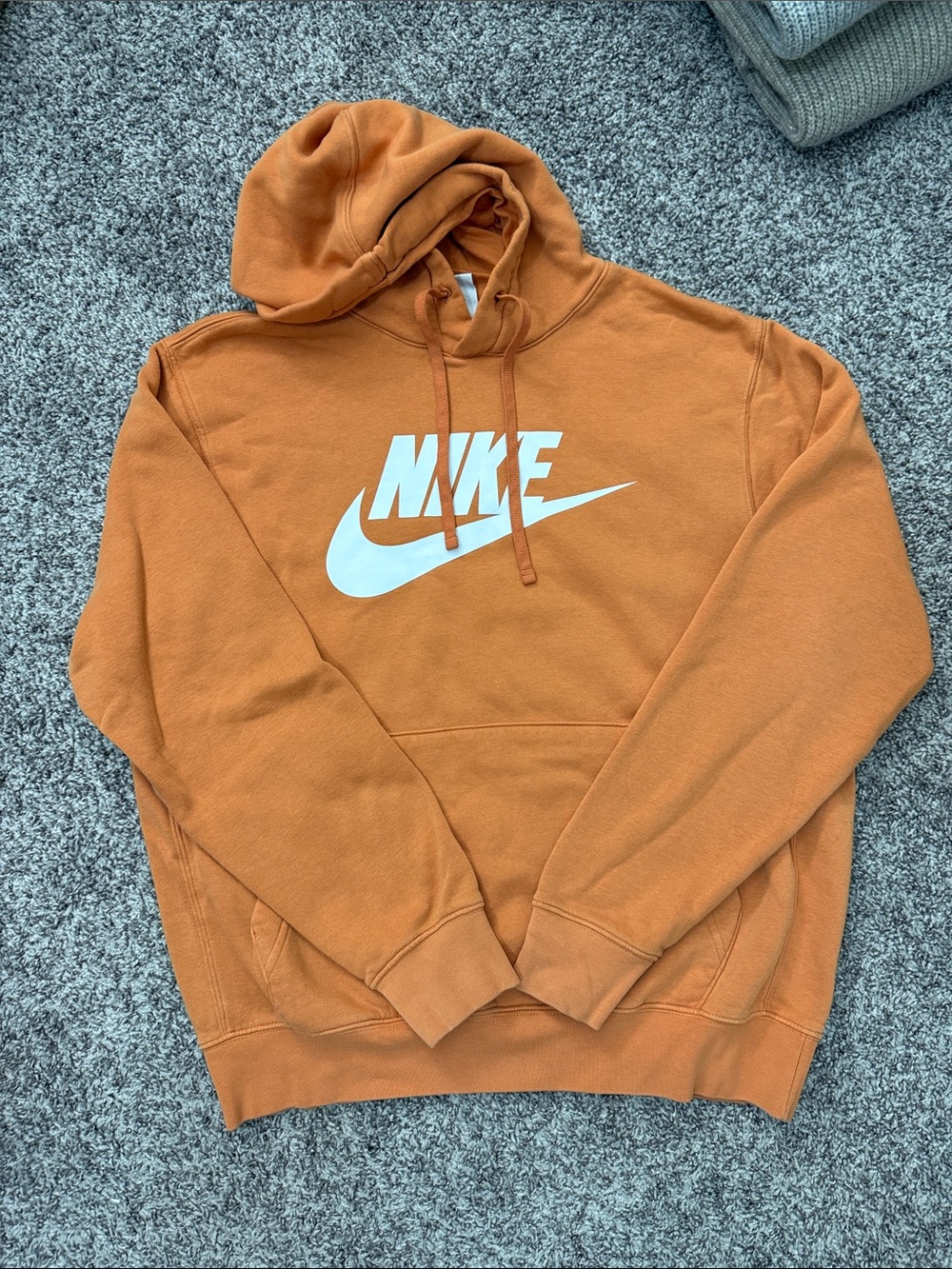 Nike Orange Pullover Hoodie with White Swoosh